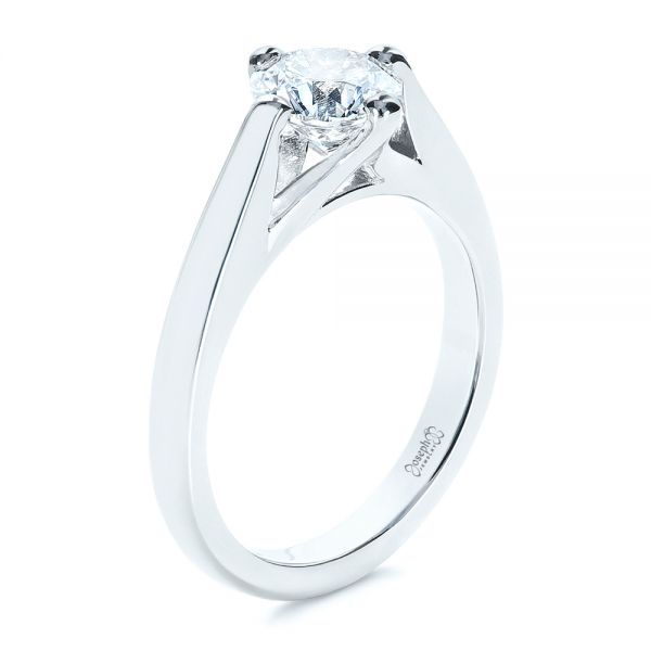  Platinum Contemporary Solitaire Engagement Ring - Three-Quarter View -  1389