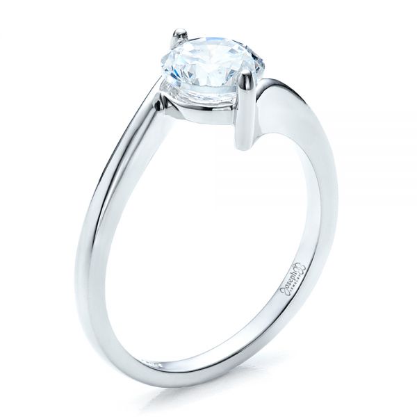 14k White Gold 14k White Gold Contemporary Solitaire Engagement Ring - Three-Quarter View - 1484