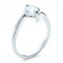 18k White Gold Contemporary Solitaire Engagement Ring - Three-Quarter View -  1484 - Thumbnail