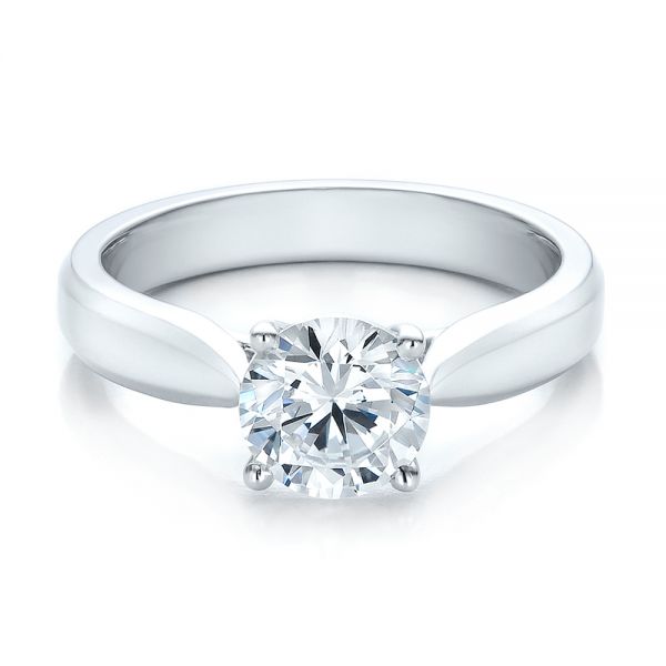 18k White Gold 18k White Gold Contemporary Solitaire Engagement Ring - Flat View -  100397