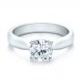 14k White Gold Contemporary Solitaire Engagement Ring - Flat View -  100397 - Thumbnail