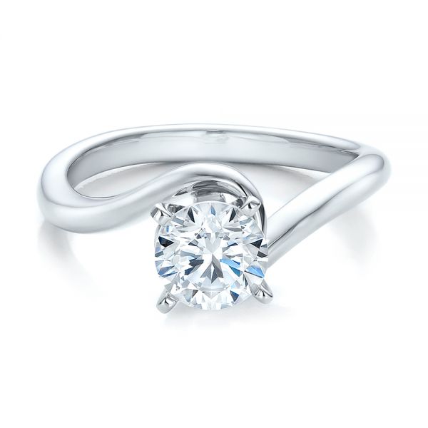  Platinum Platinum Contemporary Solitaire Engagement Ring - Flat View -  100400