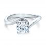 14k White Gold Contemporary Solitaire Engagement Ring - Flat View -  100400 - Thumbnail