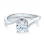 18k White Gold 18k White Gold Contemporary Solitaire Engagement Ring - Flat View -  100400 - Thumbnail