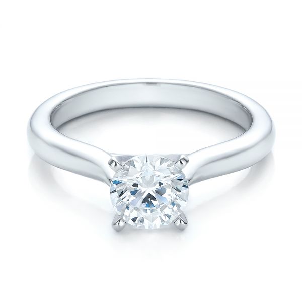 18k White Gold 18k White Gold Contemporary Solitaire Engagement Ring - Flat View -  100401