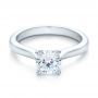 14k White Gold Contemporary Solitaire Engagement Ring - Flat View -  100401 - Thumbnail