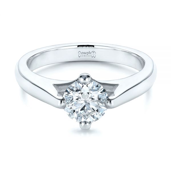 18k White Gold 18k White Gold Contemporary Solitaire Engagement Ring - Flat View -  1389