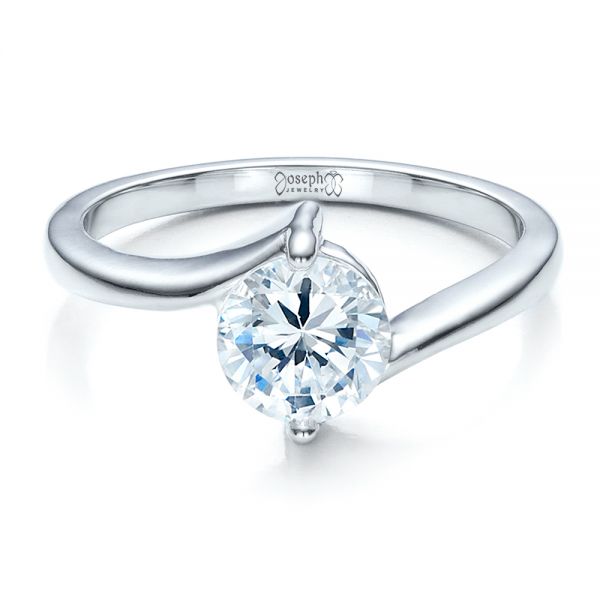  Platinum Platinum Contemporary Solitaire Engagement Ring - Flat View -  1484