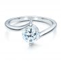 14k White Gold 14k White Gold Contemporary Solitaire Engagement Ring - Flat View -  1484 - Thumbnail