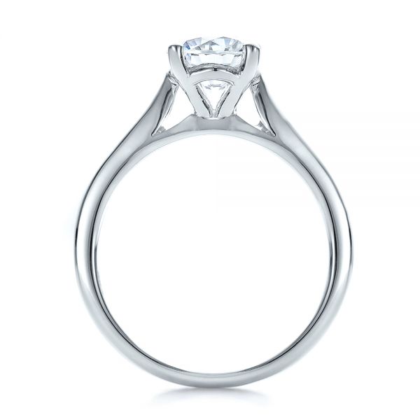 14k White Gold Contemporary Solitaire Engagement Ring - Front View - 100399