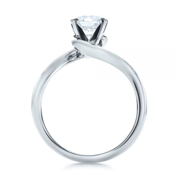 18k White Gold 18k White Gold Contemporary Solitaire Engagement Ring - Front View -  100400