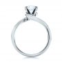 14k White Gold Contemporary Solitaire Engagement Ring - Front View -  100400 - Thumbnail