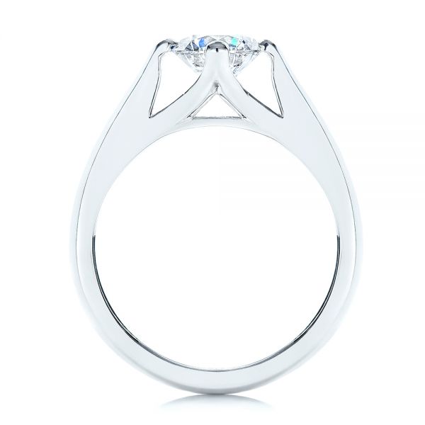18k White Gold 18k White Gold Contemporary Solitaire Engagement Ring - Front View -  1389