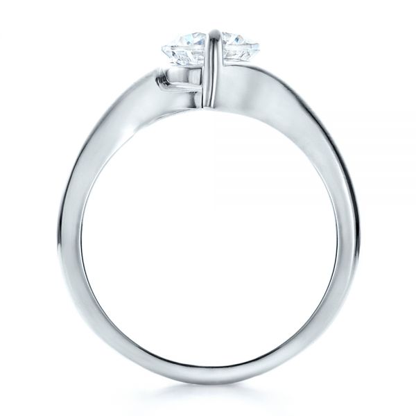 14k White Gold 14k White Gold Contemporary Solitaire Engagement Ring - Front View - 1484