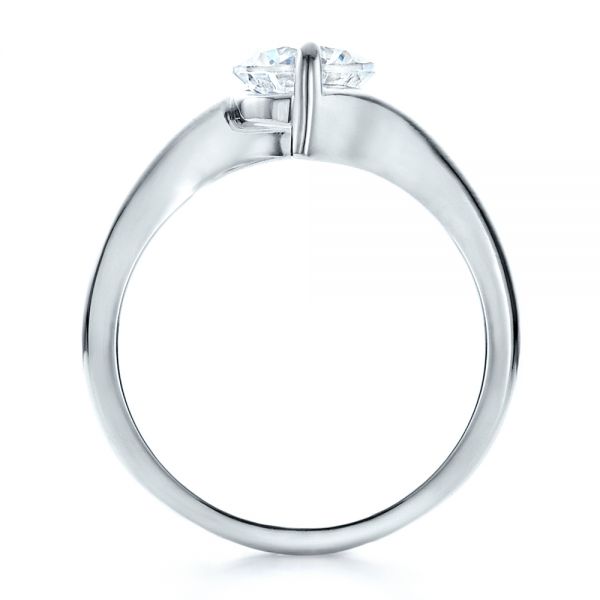 14k White Gold 14k White Gold Contemporary Solitaire Engagement Ring - Front View -  1484