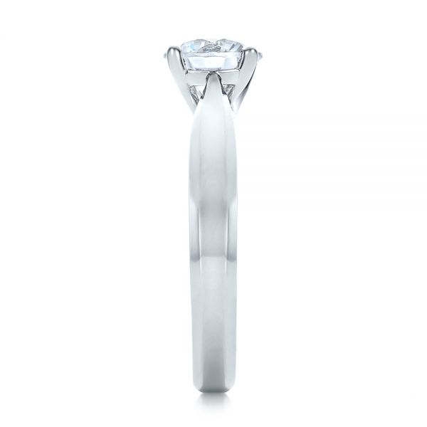 14k White Gold Contemporary Solitaire Engagement Ring - Side View - 100397