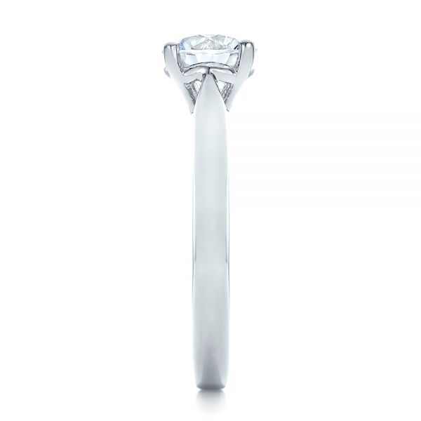 14k White Gold Contemporary Solitaire Engagement Ring - Side View -  100399