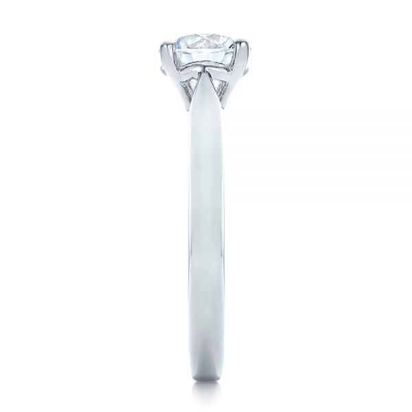 14k White Gold Contemporary Solitaire Engagement Ring - Side View - 100399