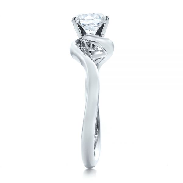 14k White Gold Contemporary Solitaire Engagement Ring - Side View -  100400