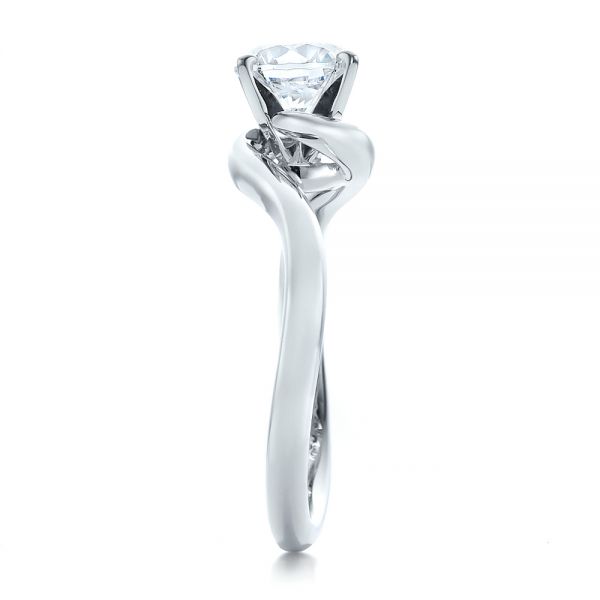 14k White Gold Contemporary Solitaire Engagement Ring - Side View - 100400