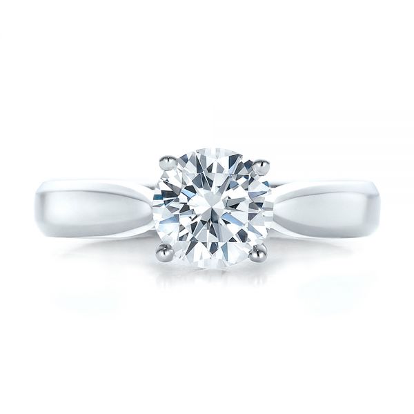 14k White Gold Contemporary Solitaire Engagement Ring - Top View - 100397