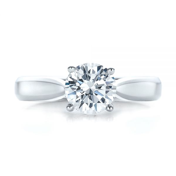 14k White Gold Contemporary Solitaire Engagement Ring - Top View -  100397