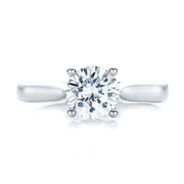 14k White Gold Contemporary Solitaire Engagement Ring - Top View -  100399