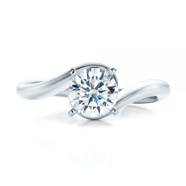 18k White Gold 18k White Gold Contemporary Solitaire Engagement Ring - Top View -  100400