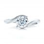 14k White Gold Contemporary Solitaire Engagement Ring - Top View -  100400 - Thumbnail