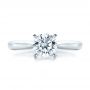 14k White Gold Contemporary Solitaire Engagement Ring - Top View -  100401 - Thumbnail