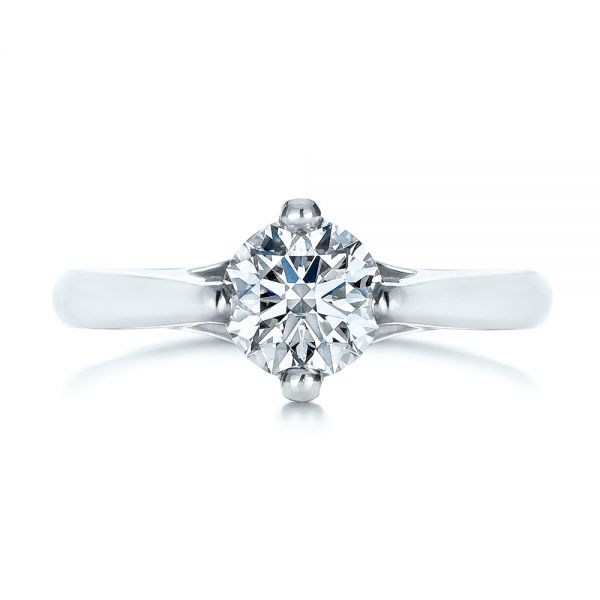  Platinum Contemporary Solitaire Engagement Ring - Top View -  1389