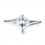 14k White Gold 14k White Gold Contemporary Solitaire Engagement Ring - Top View -  1484 - Thumbnail