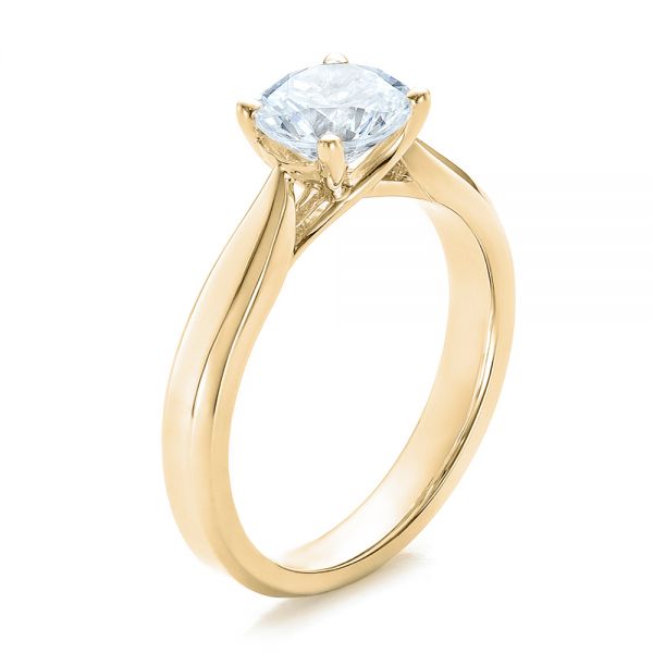 14k Yellow Gold 14k Yellow Gold Contemporary Solitaire Engagement Ring - Three-Quarter View -  100397