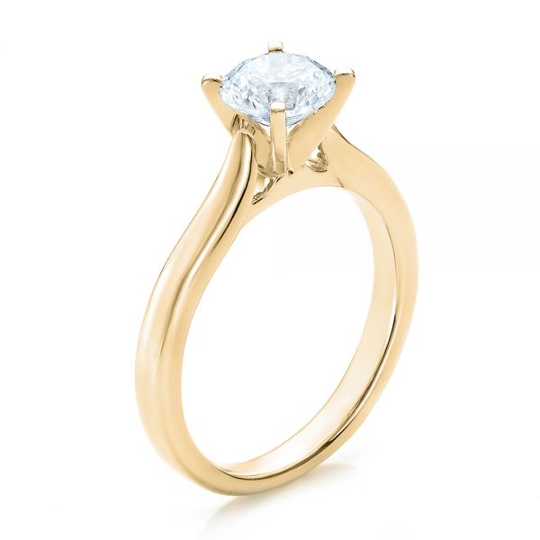 14k Yellow Gold 14k Yellow Gold Contemporary Solitaire Engagement Ring - Three-Quarter View -  100401