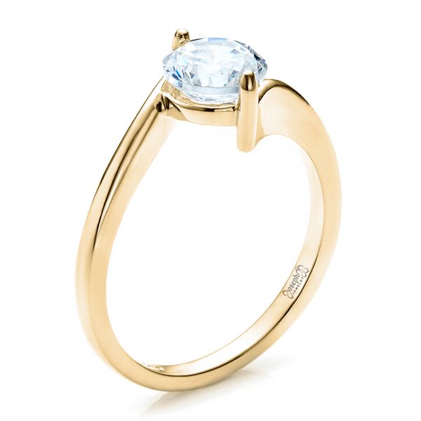 14k Yellow Gold 14k Yellow Gold Contemporary Solitaire Engagement Ring - Three-Quarter View -  1484