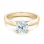 14k Yellow Gold 14k Yellow Gold Contemporary Solitaire Engagement Ring - Flat View -  100399 - Thumbnail