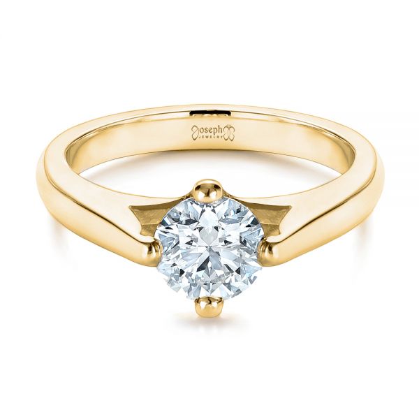 18k Yellow Gold 18k Yellow Gold Contemporary Solitaire Engagement Ring - Flat View -  1389