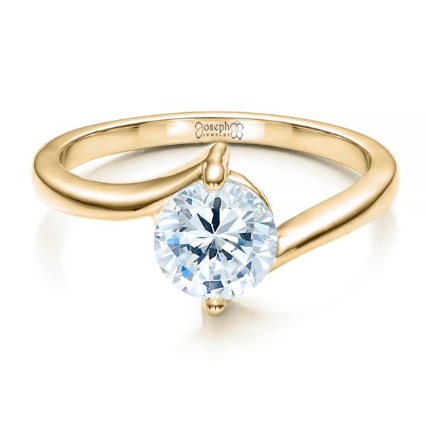 18k Yellow Gold 18k Yellow Gold Contemporary Solitaire Engagement Ring - Flat View -  1484
