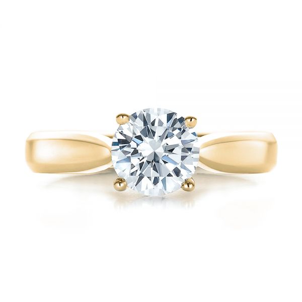 18k Yellow Gold 18k Yellow Gold Contemporary Solitaire Engagement Ring - Top View - 100397