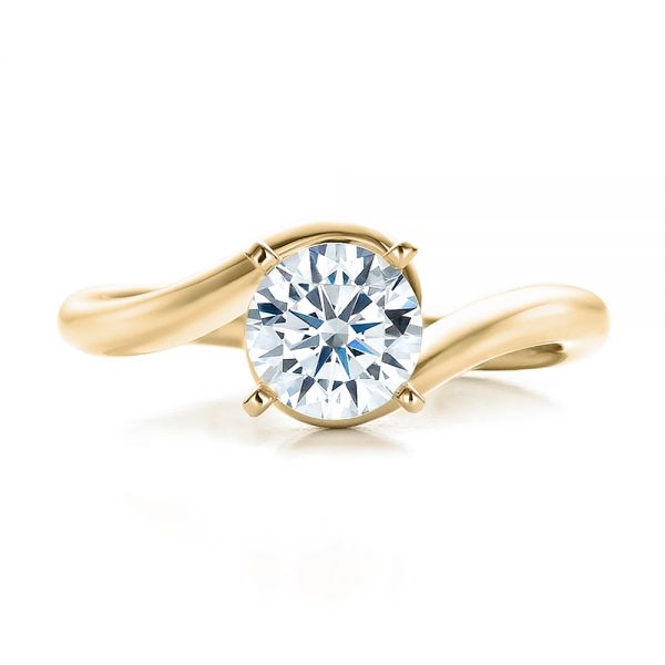 18k Yellow Gold 18k Yellow Gold Contemporary Solitaire Engagement Ring - Top View - 100400