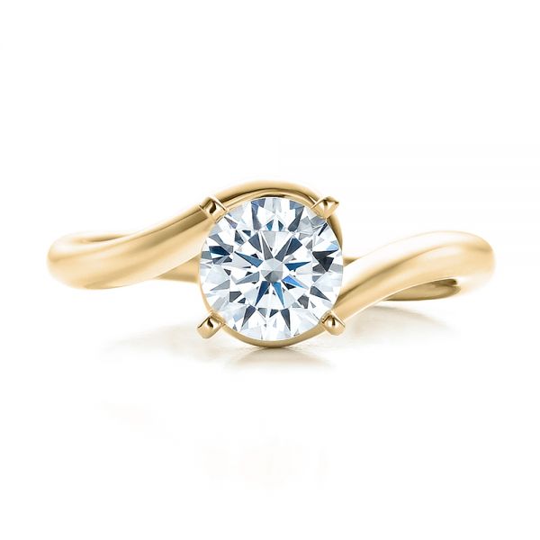 18k Yellow Gold 18k Yellow Gold Contemporary Solitaire Engagement Ring - Top View -  100400