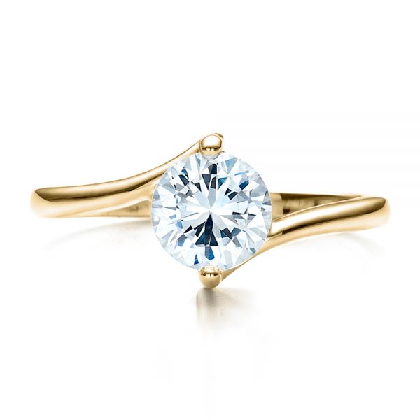 18k Yellow Gold 18k Yellow Gold Contemporary Solitaire Engagement Ring - Top View - 1484