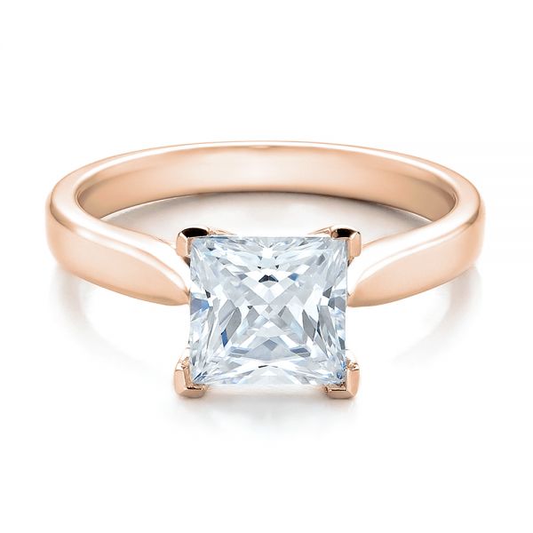 14k Rose Gold 14k Rose Gold Contemporary Solitaire Princess Cut Diamond Engagement Ring - Flat View - 100398