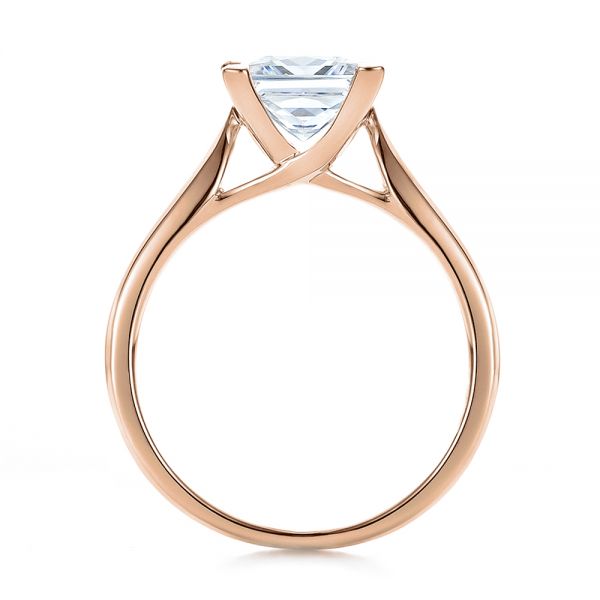 14k Rose Gold 14k Rose Gold Contemporary Solitaire Princess Cut Diamond Engagement Ring - Front View -  100398