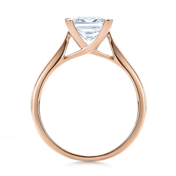14k Rose Gold 14k Rose Gold Contemporary Solitaire Princess Cut Diamond Engagement Ring - Front View - 100398