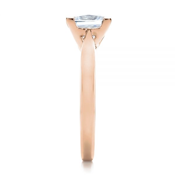 18k Rose Gold 18k Rose Gold Contemporary Solitaire Princess Cut Diamond Engagement Ring - Side View -  100398
