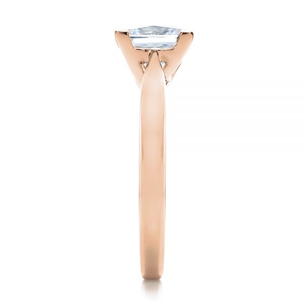 14k Rose Gold 14k Rose Gold Contemporary Solitaire Princess Cut Diamond Engagement Ring - Side View - 100398