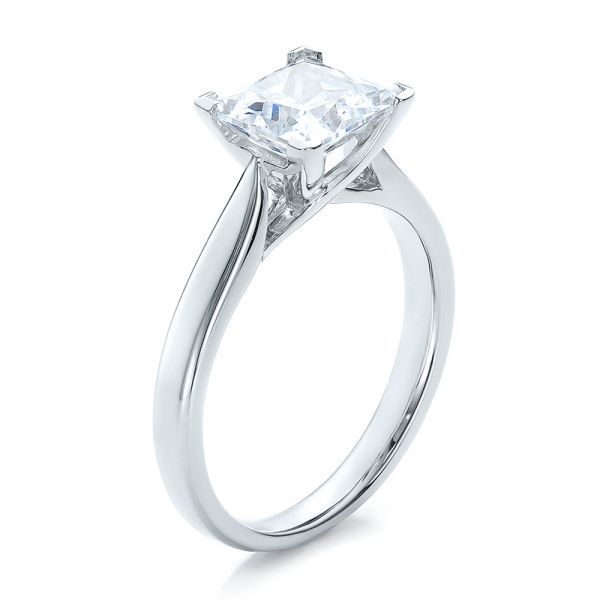  Platinum Platinum Contemporary Solitaire Princess Cut Diamond Engagement Ring - Three-Quarter View -  100398