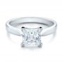 18k White Gold 18k White Gold Contemporary Solitaire Princess Cut Diamond Engagement Ring - Flat View -  100398 - Thumbnail