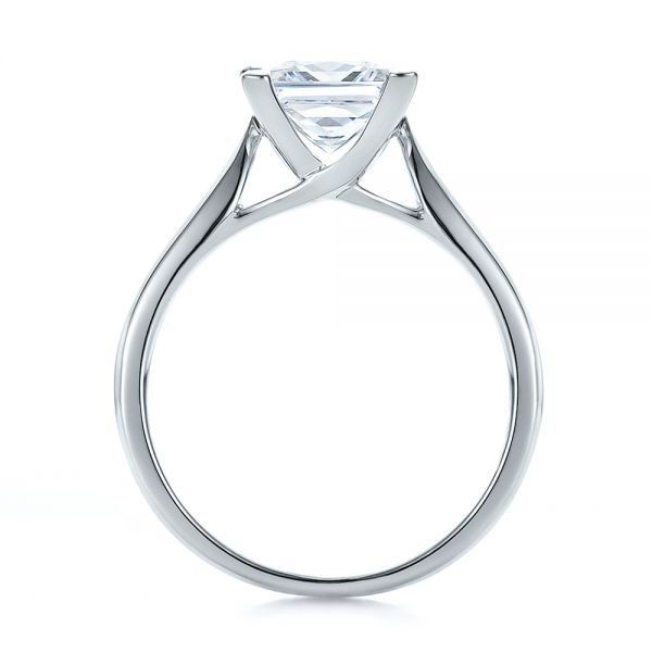 14k White Gold Contemporary Solitaire Princess Cut Diamond Engagement Ring - Front View - 100398